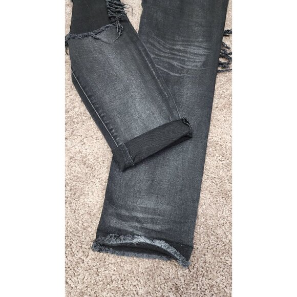 One X OneTeaspoon Free People Awesome Baggies Washed Black Destroyed Jeans 25 - Picture 7 of 9